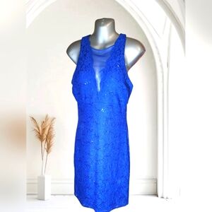 Night Way Collections Blue Halter Sheath Mini Dress